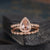 Art Deco Morganite Bridal Ring Set, Pear Shaped Ring