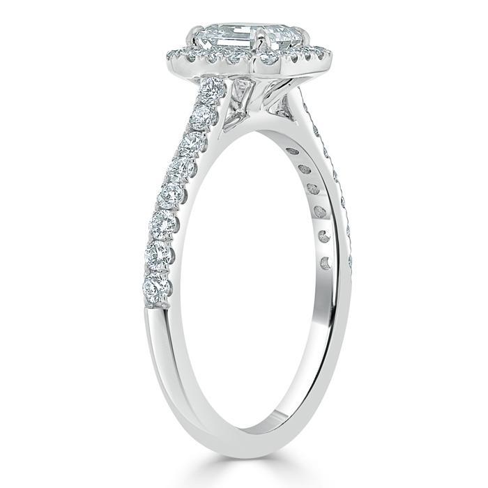 Asscher Cut Lab Diamond Engagement Ring, Classic Halo