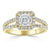 Asscher Cut Lab Diamond Engagement Ring, Classic Halo with Split Shank