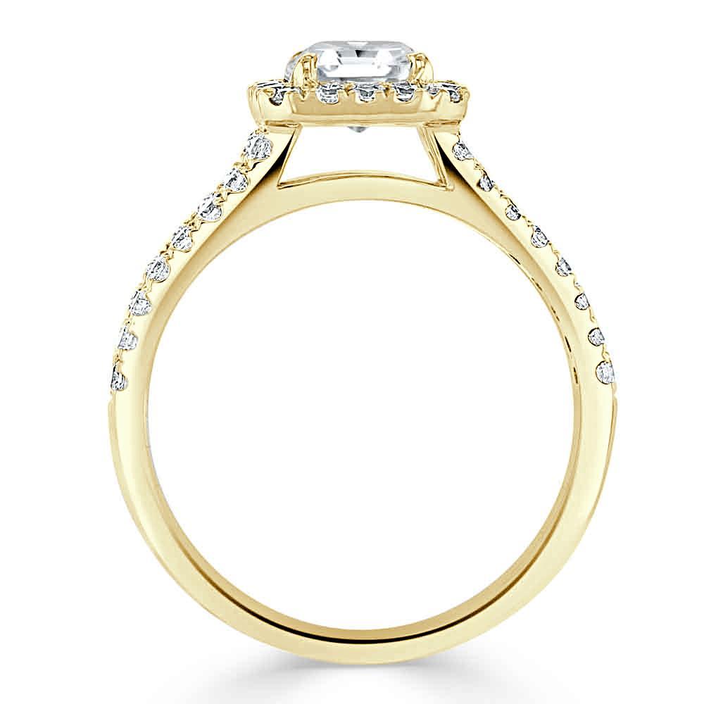 Asscher Cut Lab Diamond Engagement Ring, Classic Halo with Split Shank