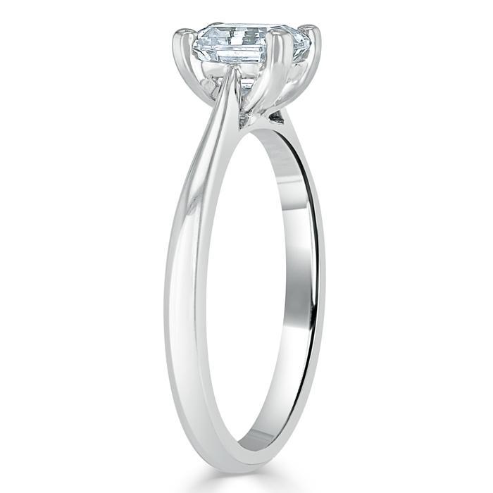 Asscher Cut Lab Diamond Engagement Ring, Classic Style
