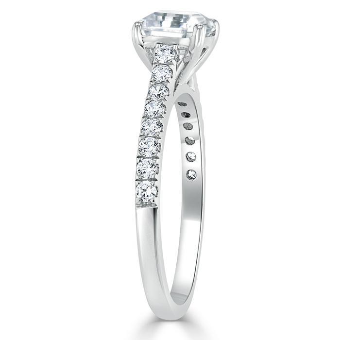 Asscher Cut Lab Diamond Engagement Ring, Classic Style