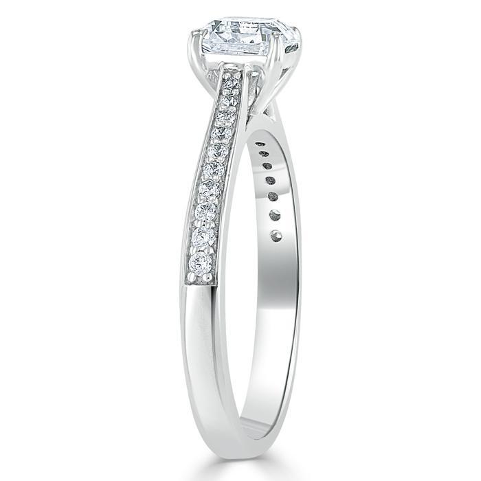 Asscher Cut Lab Diamond Engagement Ring, Classic Style