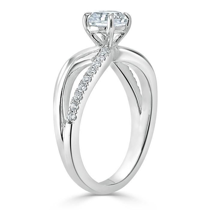 Asscher Cut Lab Diamond Engagement Ring, Classic Style