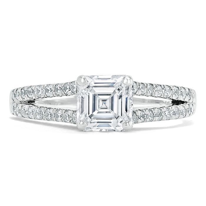 Asscher Cut Lab Diamond Engagement Ring, Classic Style