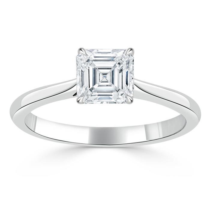 Asscher Cut Lab Diamond Engagement Ring, Classic Style
