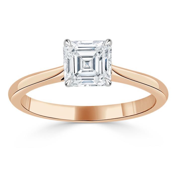 Asscher Cut Lab Diamond Engagement Ring, Classic Style