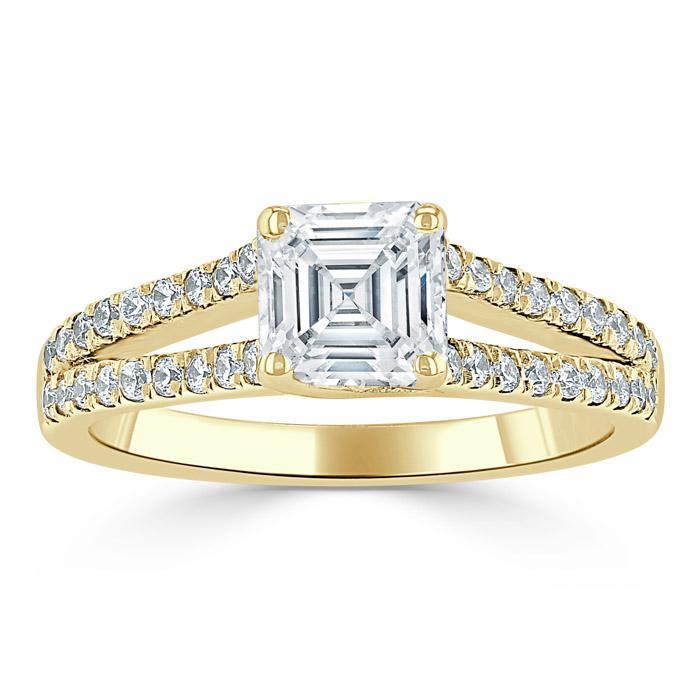Asscher Cut Lab Diamond Engagement Ring, Classic Style