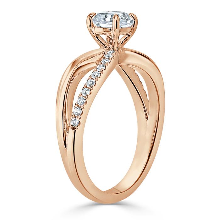 Asscher Cut Lab Diamond Engagement Ring, Classic Style