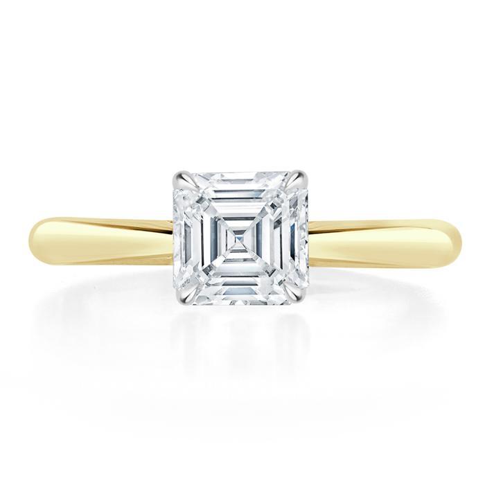 Asscher Cut Lab Diamond Engagement Ring, Classic Style