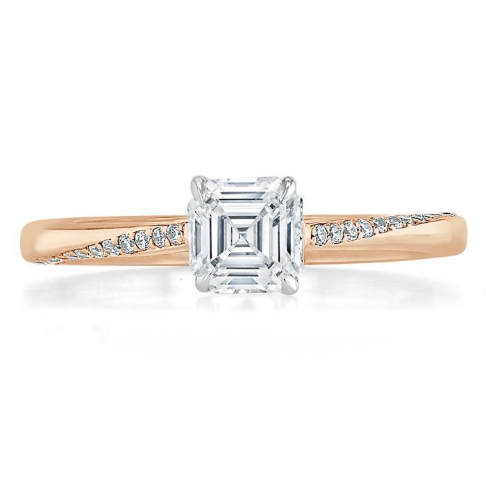 Asscher Cut Lab Diamond Engagement Ring, Classic Style