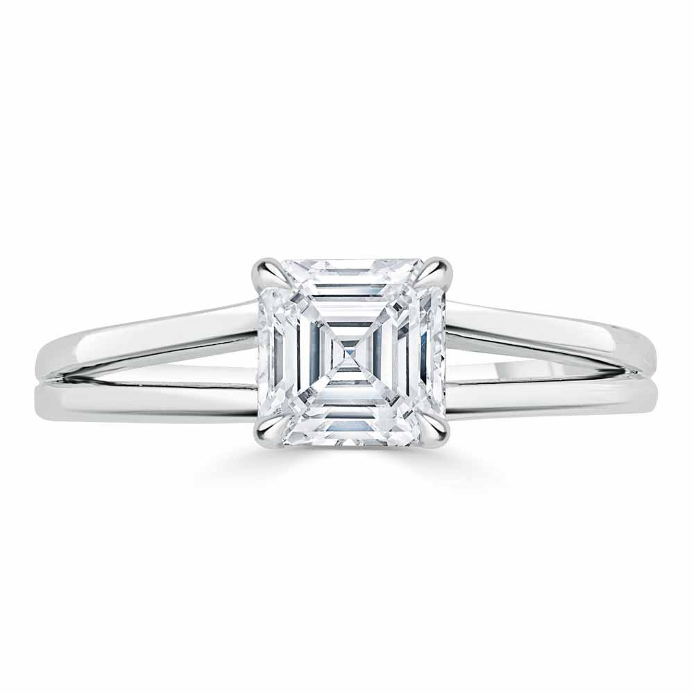Asscher Cut Lab Diamond Engagement Ring, Classic Style with Split Shank