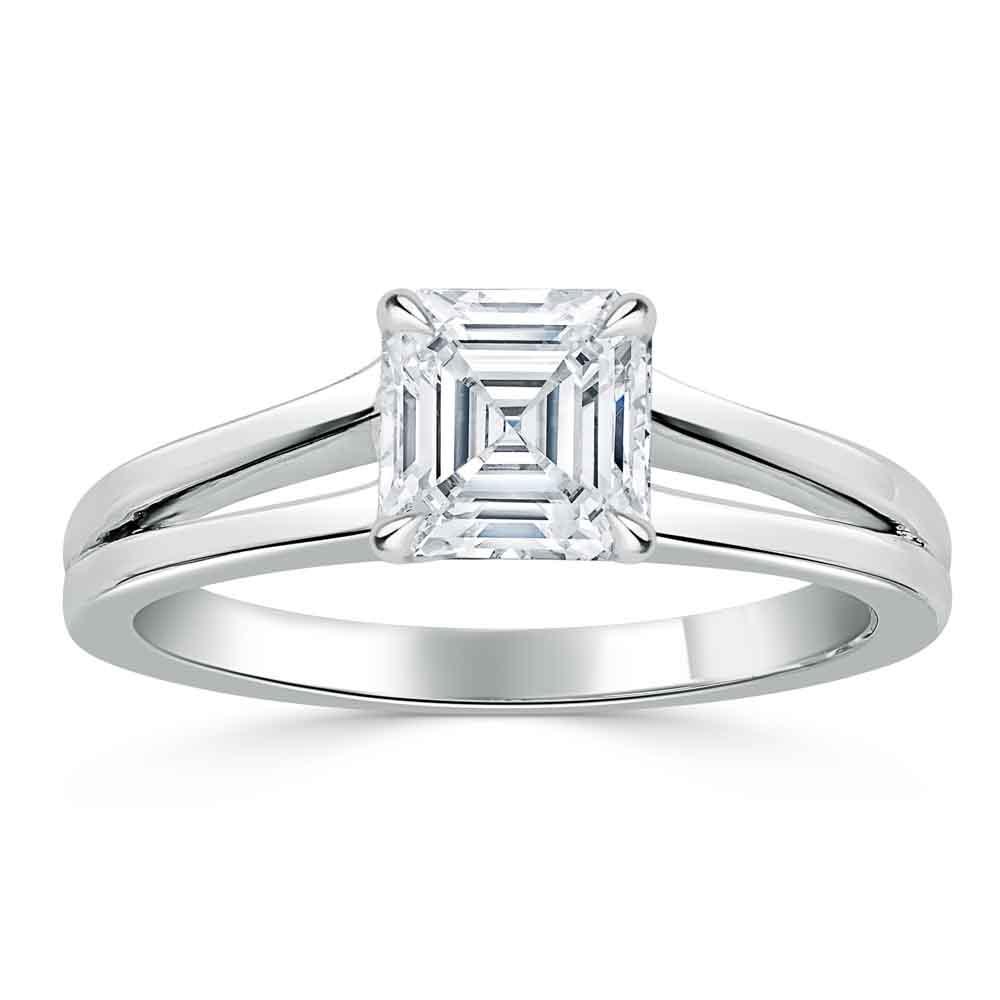 Asscher Cut Lab Diamond Engagement Ring, Classic Style with Split Shank