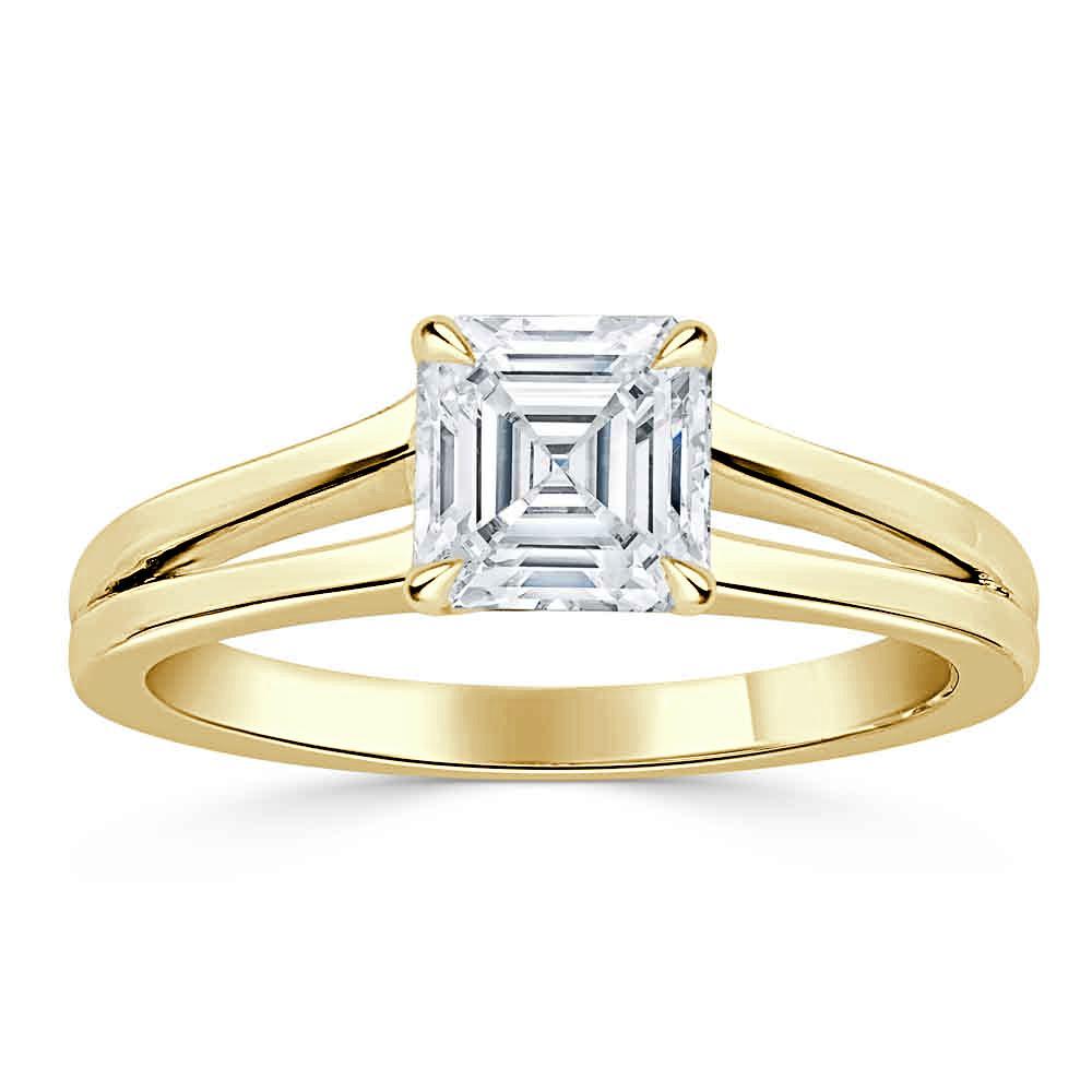 Asscher Cut Lab Diamond Engagement Ring, Classic Style with Split Shank