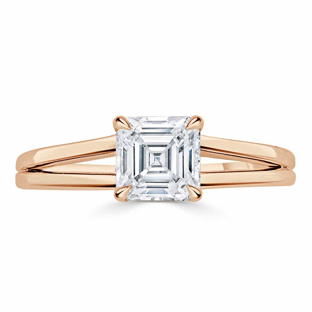 Asscher Cut Lab Diamond Engagement Ring, Classic Style with Split Shank