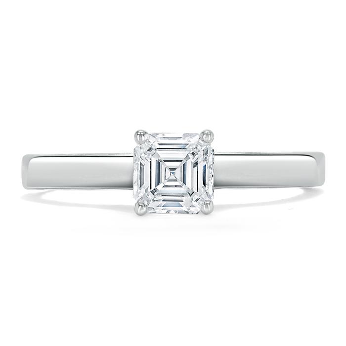 Asscher Cut Lab Diamond Engagement Ring, Classic Style