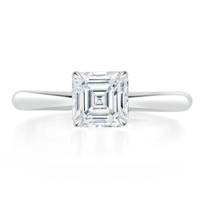 Asscher Cut Lab Diamond Engagement Ring, Classic Style