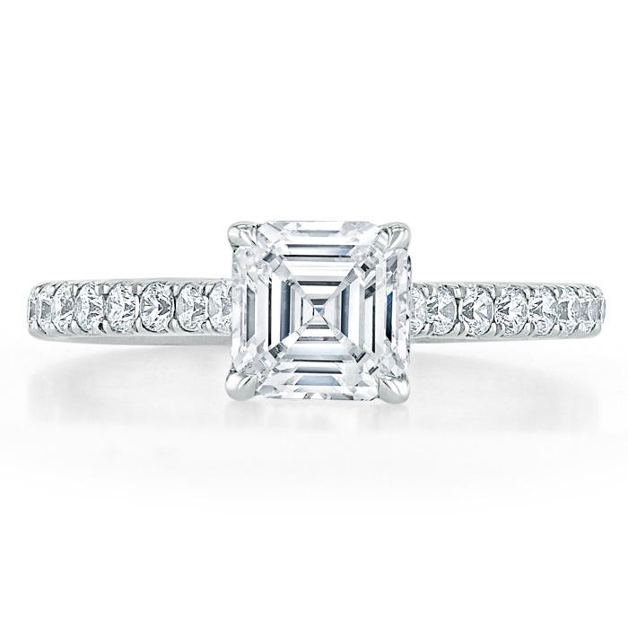 Asscher Cut Lab Diamond Engagement Ring, Classic Style