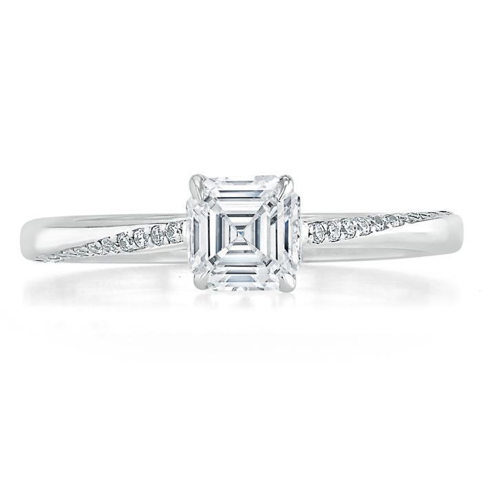 Asscher Cut Lab Diamond Engagement Ring, Classic Style