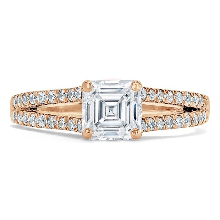 Asscher Cut Lab Diamond Engagement Ring, Classic Style
