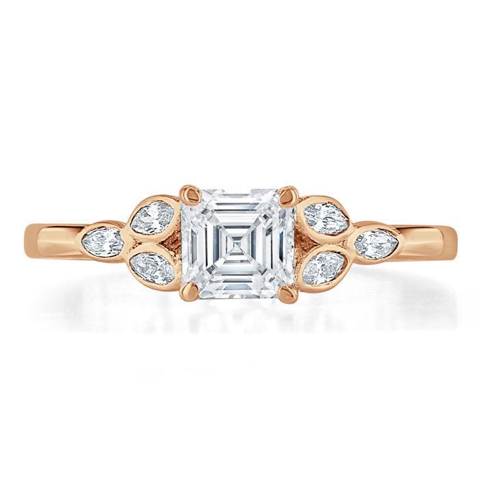 Asscher Cut Lab Diamond Engagement Ring, Vintage Style
