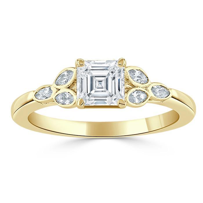 Asscher Cut Lab Diamond Engagement Ring, Vintage Style