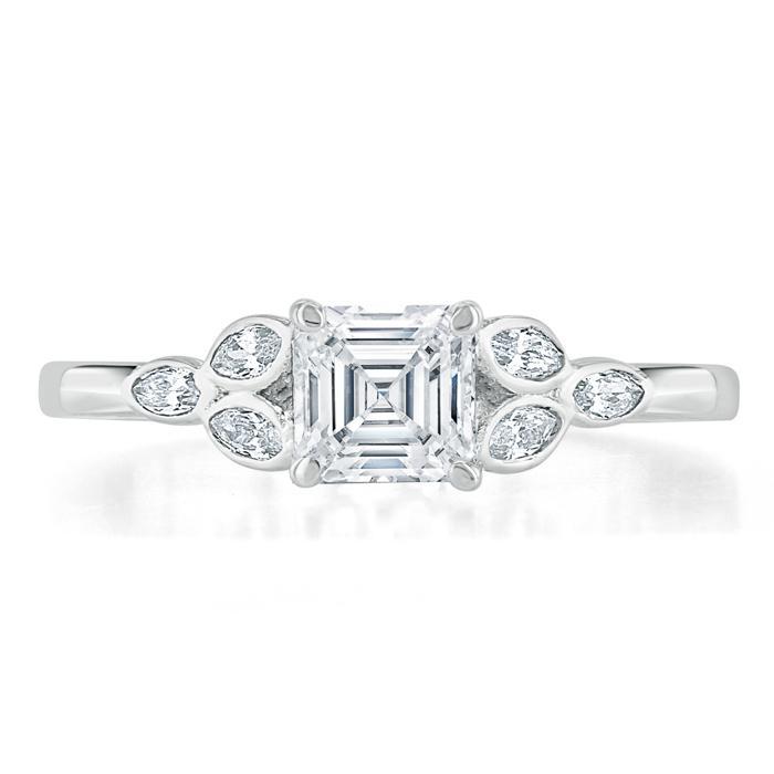Asscher Cut Lab Diamond Engagement Ring, Vintage Style