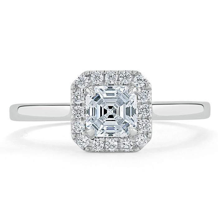 Asscher Cut Lab Diamond Halo Engagement Ring