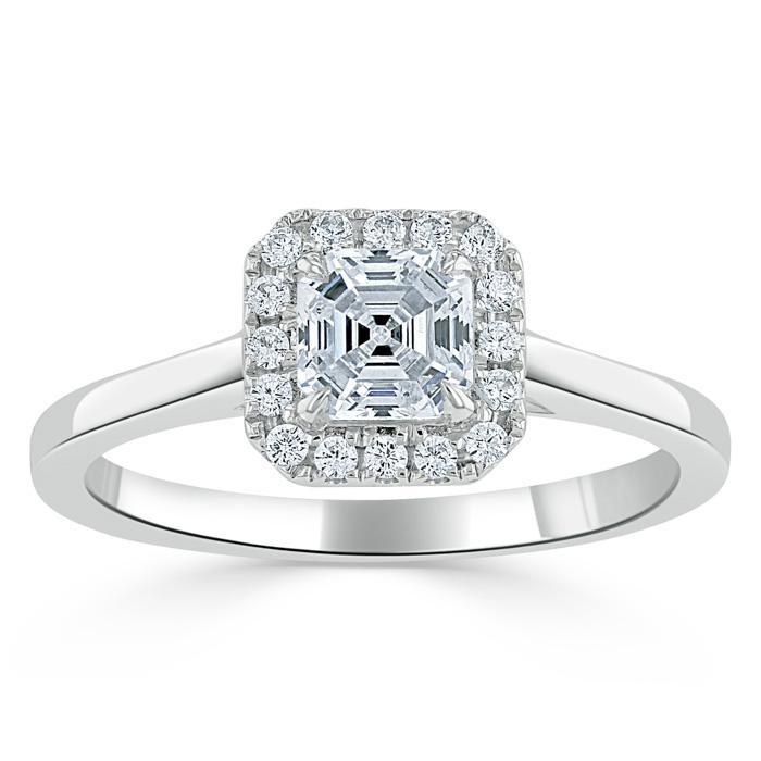 Asscher Cut Lab Diamond Halo Engagement Ring