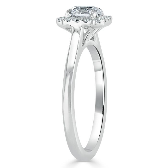 Asscher Cut Lab Diamond Halo Engagement Ring