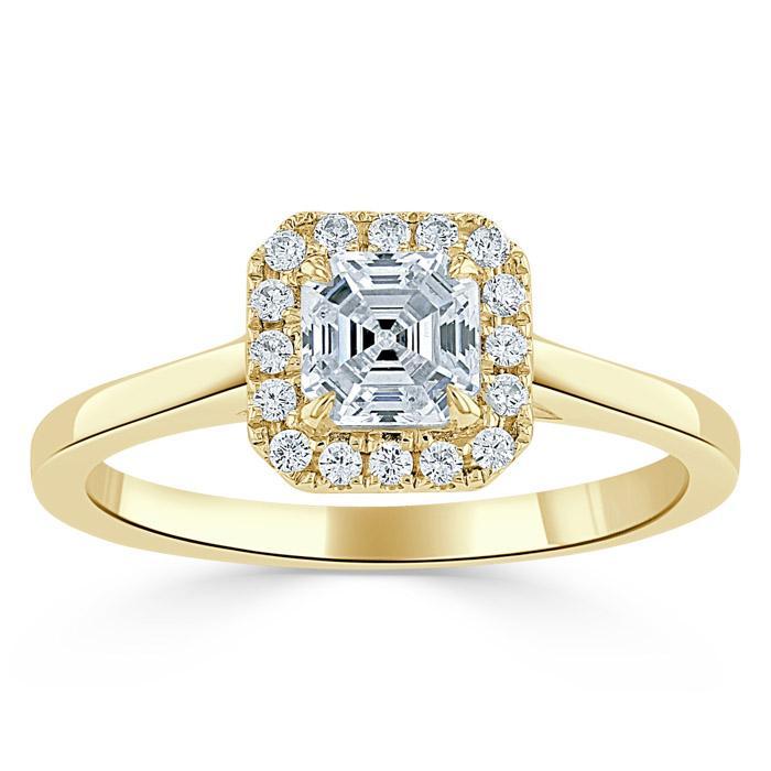 Asscher Cut Lab Diamond Halo Engagement Ring
