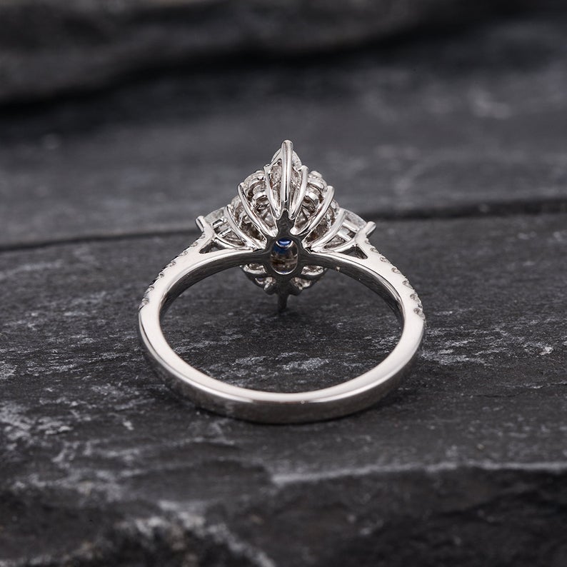 Blue Sapphire & Lab Diamond, Vintage Inspired Design