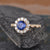 Blue Sapphire Vintage Halo Ring, Round Cut