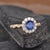 Blue Sapphire Vintage Halo Ring, Round Cut