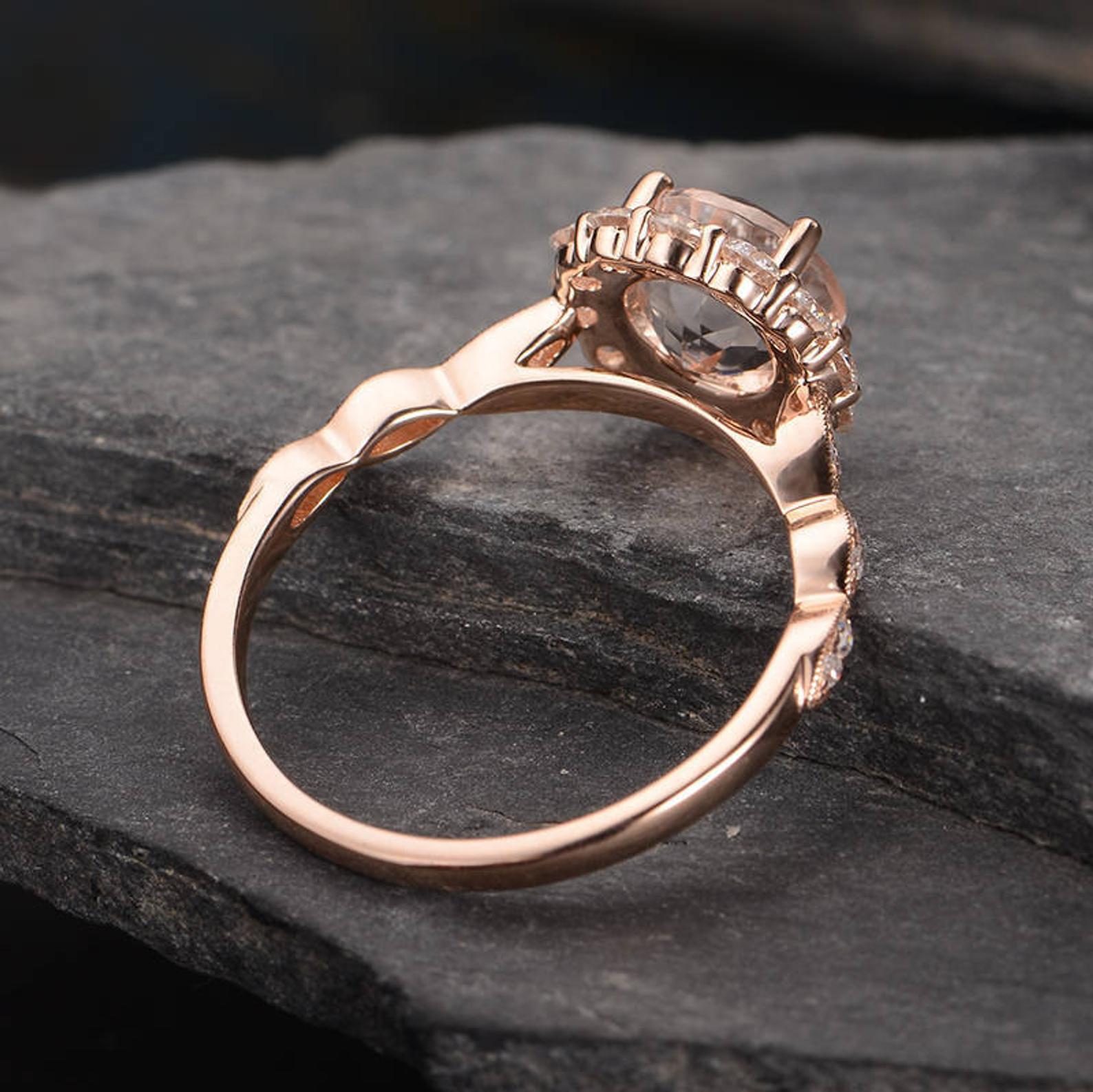 Blue Sapphire Vintage Halo Ring, Round Cut