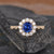 Blue Sapphire Vintage Halo Ring, Round Cut