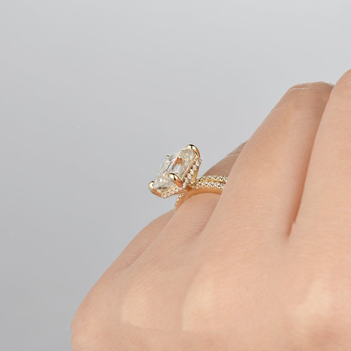 Bridal Ring Set, Emerald Cut Center Stone