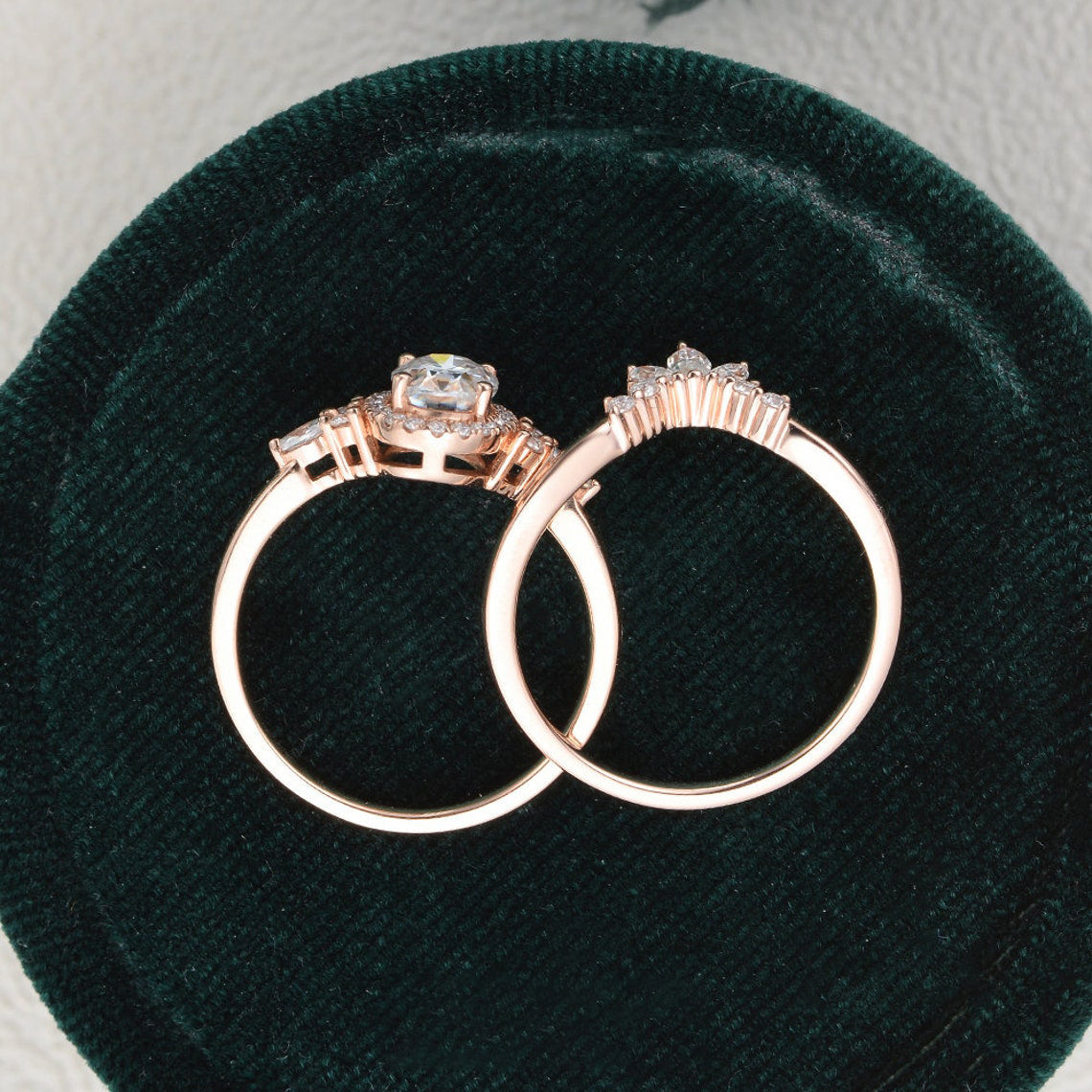 Bridal Ring Set, Oval Cut Center Stone