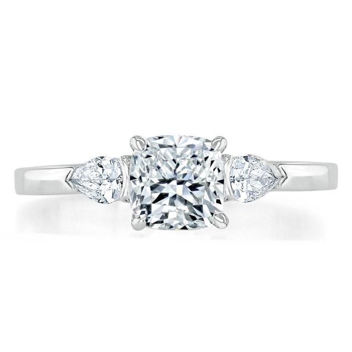 Cushion Cut Lab Diamond 3 Stone Engagement Ring