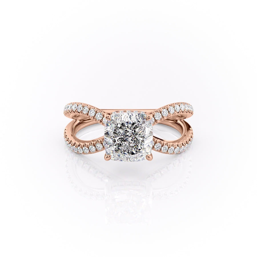 Cushion Cut Lab Diamond Criss-Cross Design