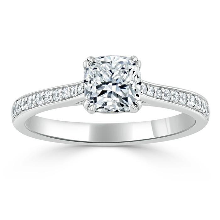 Cushion Cut Lab Diamond Engagement Ring, Classic Style