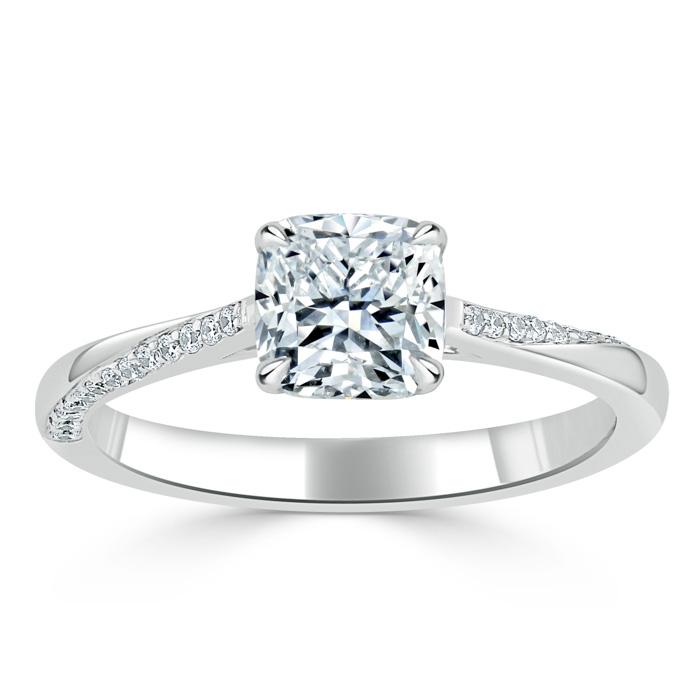 Cushion Cut Lab Diamond Engagement Ring, Classic Style