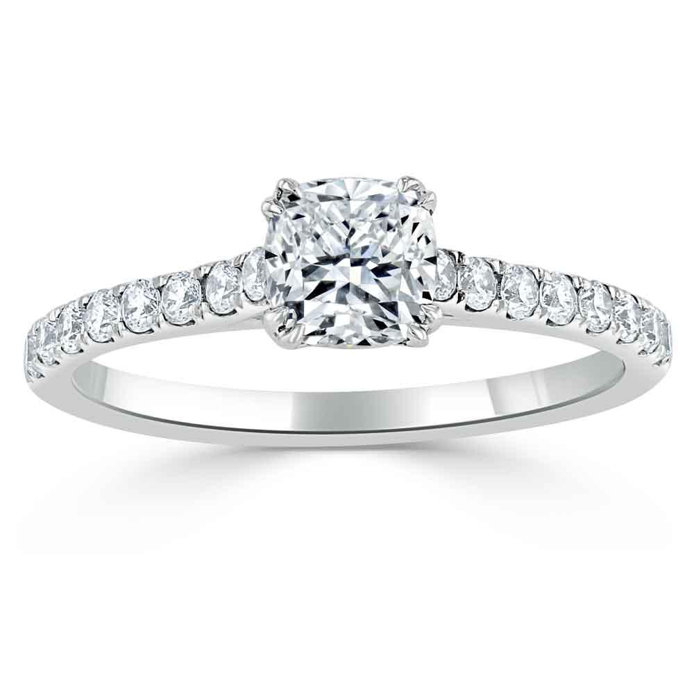 Cushion Cut Lab Diamond Engagement Ring, Classic Style