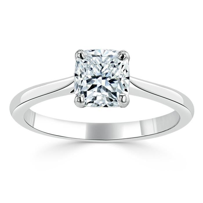 Cushion Cut Lab Diamond Engagement Ring, Classic Style