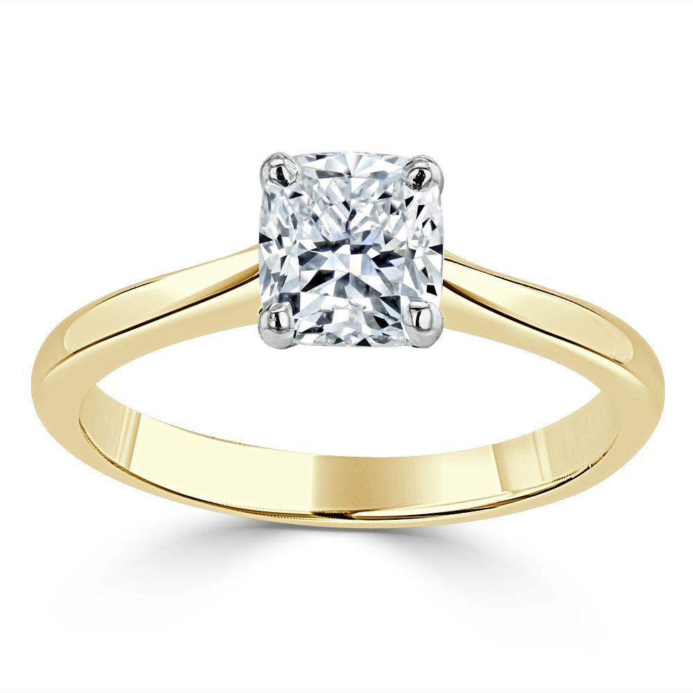 Cushion Cut Lab Diamond Engagement Ring, Classic Style