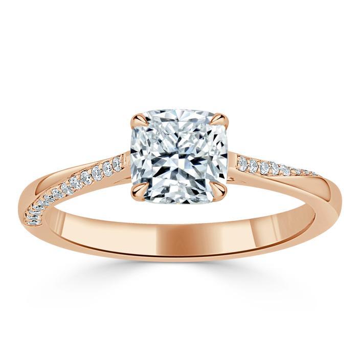 Cushion Cut Lab Diamond Engagement Ring, Classic Style