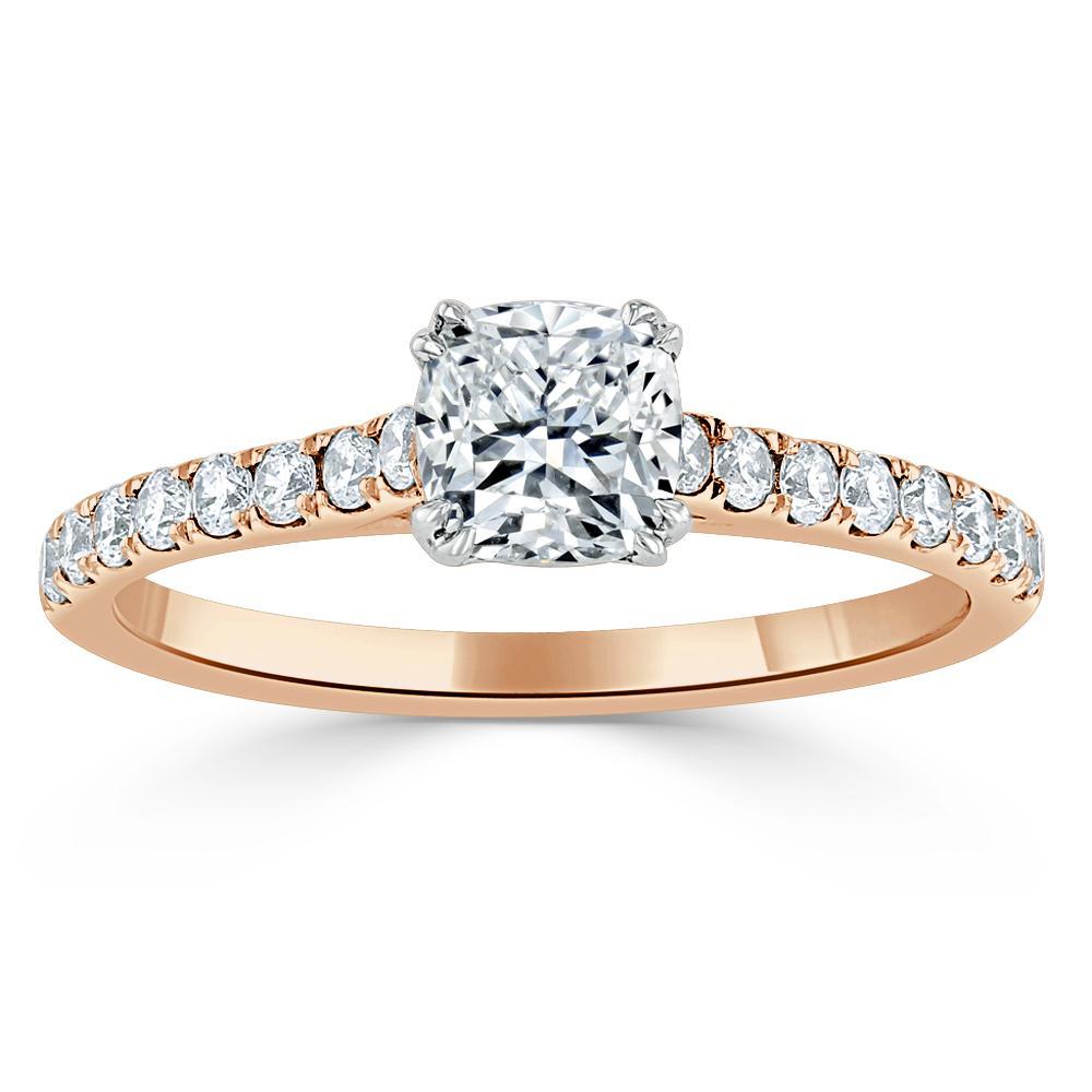Cushion Cut Lab Diamond Engagement Ring, Classic Style