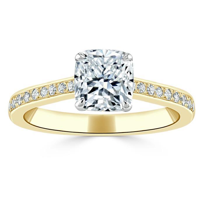 Cushion Cut Lab Diamond Engagement Ring, Classic Style