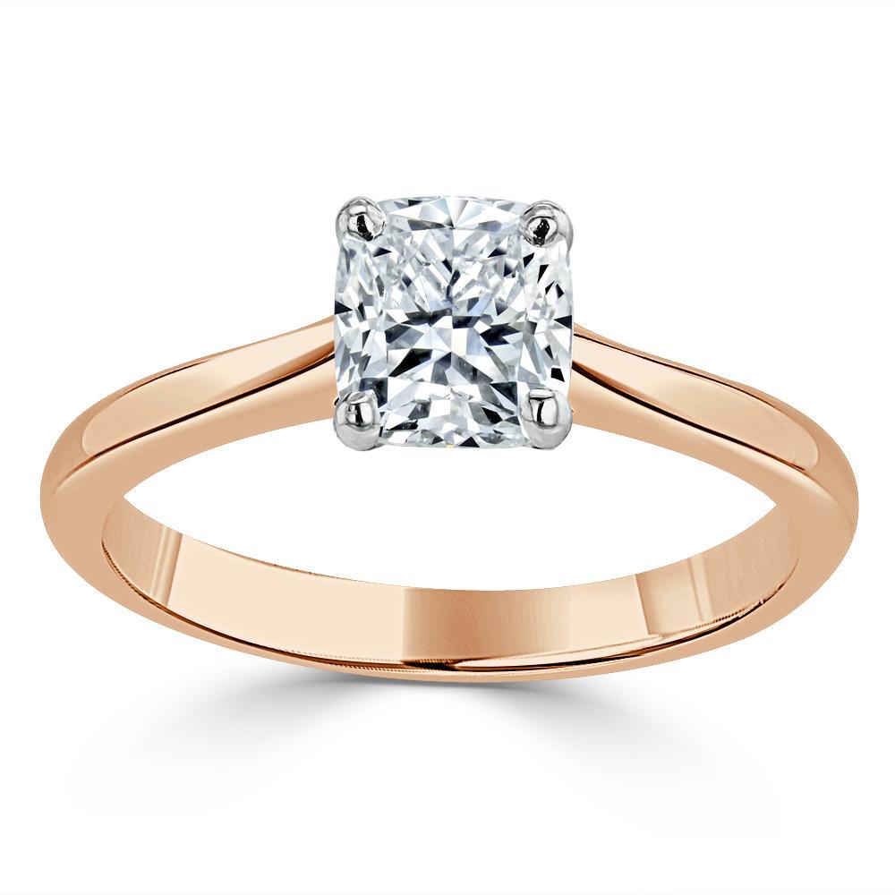 Cushion Cut Lab Diamond Engagement Ring, Classic Style