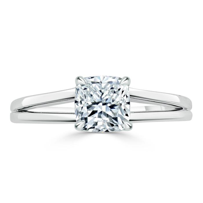 Cushion Cut Lab Diamond Engagement Ring, Classic Style with Split Shank